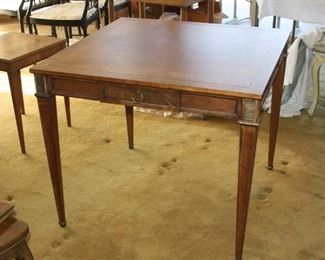 square writing desk - single drawer on each side could be used as game table made by Baker Furniture Co. 33 3/4" by 33 3/4" - asking  $395.00 