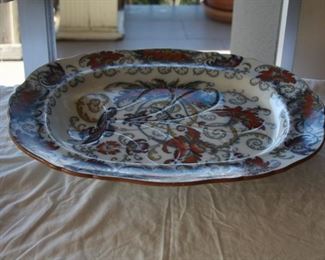 very large Antique Staffordshire Ironstone Platter circa 1880 - 21 1/4" long 17 1/2" wide (wonderful condition) - Asking $325.00