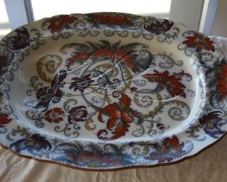 very large Antique Staffordshire Ironstone Platter circa 1880 - 21 1/4" long 17 1/2" wide (wonderful condition) - Asking $325.00