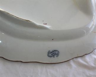 very large Antique Staffordshire Ironstone Platter circa 1880 - 21 1/4" long 17 1/2" wide (wonderful condition) - Asking $325.00
