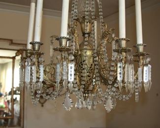 Vintage French Crystal Brass Chandelier - Asking $1,450.00