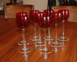 (8) 7 5/8" Ruby Clear Baccarat Wine Stemware. Asking $295