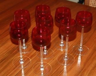 (8) 7 5/8" Ruby Clear Baccarat Wine Stemware. Asking $275