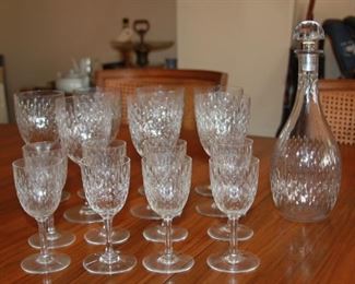 Baccarat Crystal "Paris" pattern includes 7-7" water glass, 8-5 1/8" Port Wine Glass, 1-11 1/2" decanter. Asking $ 625 (for all 16 pieces)