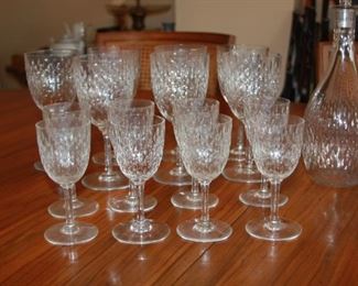 Baccarat Crystal "Paris" pattern includes 7-7" water glass, 8-5 1/8" Port Wine Glass, 1-11 1/2" decanter. Asking $ 625 (for all 16 pieces)