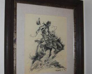 Bronco Buster (Ink on paper) by Fred Harman Jr. - 13" x 15" - asking $595.