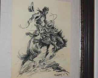 Bronco Buster (Ink on paper) by Fred Harman Jr. - 13" x 15" - asking $595.