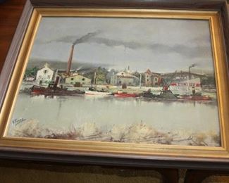 vintage oil painting on canvas - signed G. Ferro - $ 450