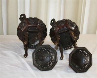Japanese bronze censers, early to mid 20th century - measure approx 11" tall - 6" wide - asking $700 for the pair