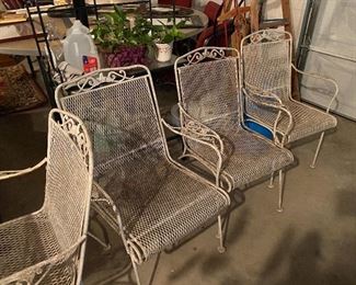 Wrought iron patio set-rectangular table and 4 chairs and chaise
