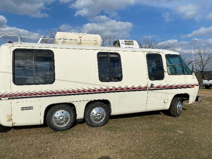 1976 GMC Birchhaven. 23 foot. New brakes, wheel bearings packed, cruise control works. Runs. Mechanically sound. Needs paint and interior. $7000 OBO