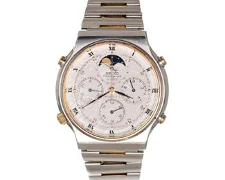 Seiko moonphase quartz chronograph stainless steel wristwatch, marked 431034, to include strap