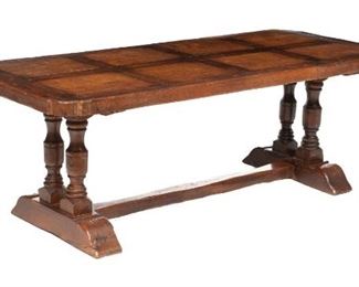 French Provincial monastery dining table, rising on stretchered legs.
29 x 86.5 x 34"
