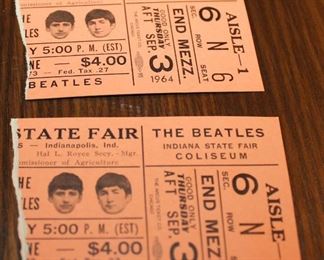 1964 BEATLES TICKET STUB - INDIANA STATE FAIR