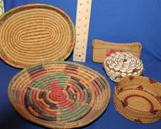 VINTAGE NATIVE AMERICAN BASKET AND BOWL WEAVE