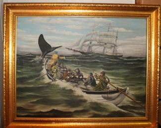 Pirate's Harpooning a Whale Painting
