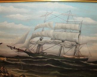 Pirate's Harpooning a Whale Painting