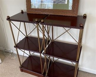 Two mahogany small shelving stands