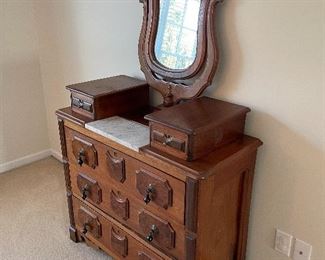 Antique East Lake Dresser with attached adjustable morror