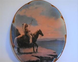 Vintage Native American Picture on Wood; Wall hanging