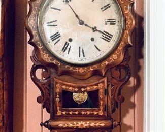 English scroll clock 
Works but no key , face hard to close 
16.5 w 32t 
$600