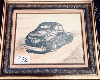 Vintage car watercolor by Hardin 
25W 21H
$230
