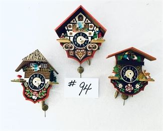 Mini coo coo clocks
$15 each. B AND C ARE SOLD