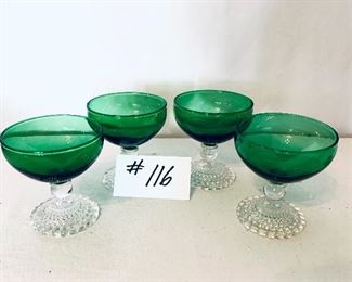 Anchor hocking 4 sherbet glasses 
4 inches tall $20