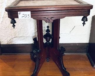 Marble top occasional table on casters 25W 30 T 19 D
$300