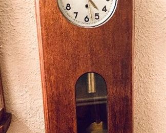 German wall clock one weight
 has key 12 W 31.5 T $200
Box is cracked see photo