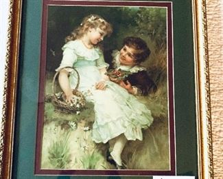 
Boy and girl print framed 18 wide 22 tall $49
