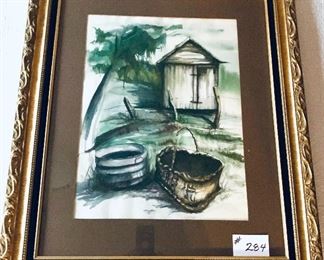 Framed watercolor by G. Hardin
30 wide 36 tall $285
