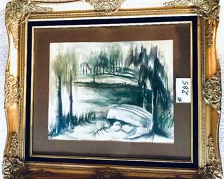 Watercolor framed by G. Hardin 
30.5 wide 26.5 tall $275