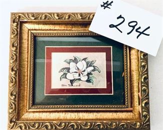 Small Magnolia print  framed 
see photo for frame damage 
7 inches wide 6 inches tall $30