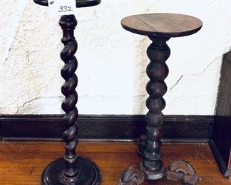 Wooden plant stands vintage 
33 inches tall and 29.5 inches tall $30 each
SOLD PLANT STAND ON THE LEFT. 