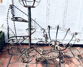Metal plant stands 
one has repair see photo 
36 inches tall and 20 inches tall $55