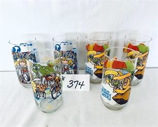 Set of six vintage Muppet glasses 
6 inches tall $30