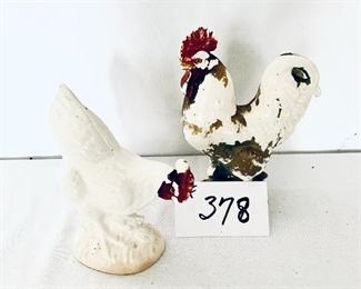 Pair of white chickens
 paint is chipping 6 to 8 inches tall $30
