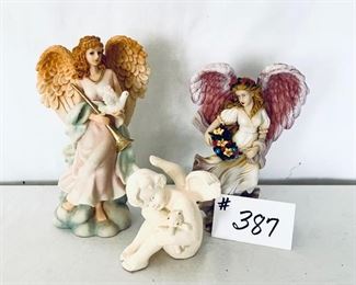 Set of three angels 
two resin one ceramic 4 to 9 inches tall $45