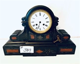 French marble clock 
19.5 wide 13 tall $300