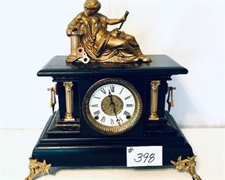 Black mantle clock 
 no back 18 wide 18 tall $180