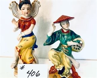 Pair of Occupied Japan figurines 10.5 inches tall and 8 inches tall $42