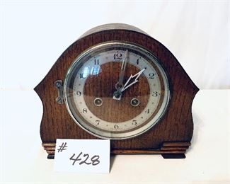 Tambour clock 
no key but working 
9.5 wide 8.5 tall $80