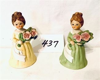 Pair of girl Bell figures 
3.5 inches tall $12 
minor chip