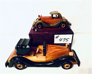 Two wooden cars
 8 inches and 12 inches long 
box not included $40