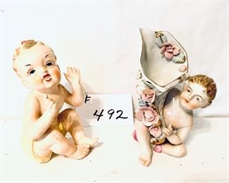 A -baby figurine 5.5 inches tall $15
 B-child bud vase 6.5 inches tall $15