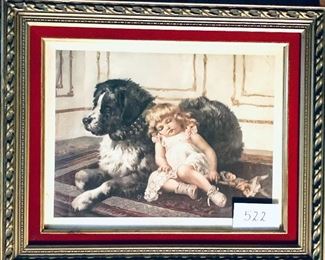 Framed print “companions “
23.5 wide 19 tall light staining 
damage frame see photo    $45