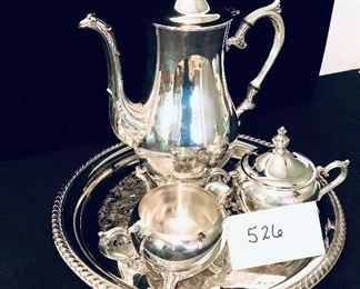 International silver company silver plated Tea set
 tray 12 inches wide tea pot 10 inches tall set $48