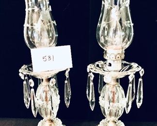 Pair of Crystal lamps with prisms 
needs to be rewired 
15.5 inches tall $49