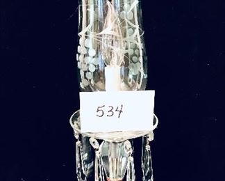 Crystal lamp with prisms 16 inches tall chipped shade $12 
must be wired